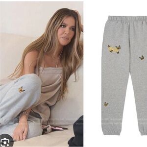 Butterfly Embroidered Grey Joggers - Women